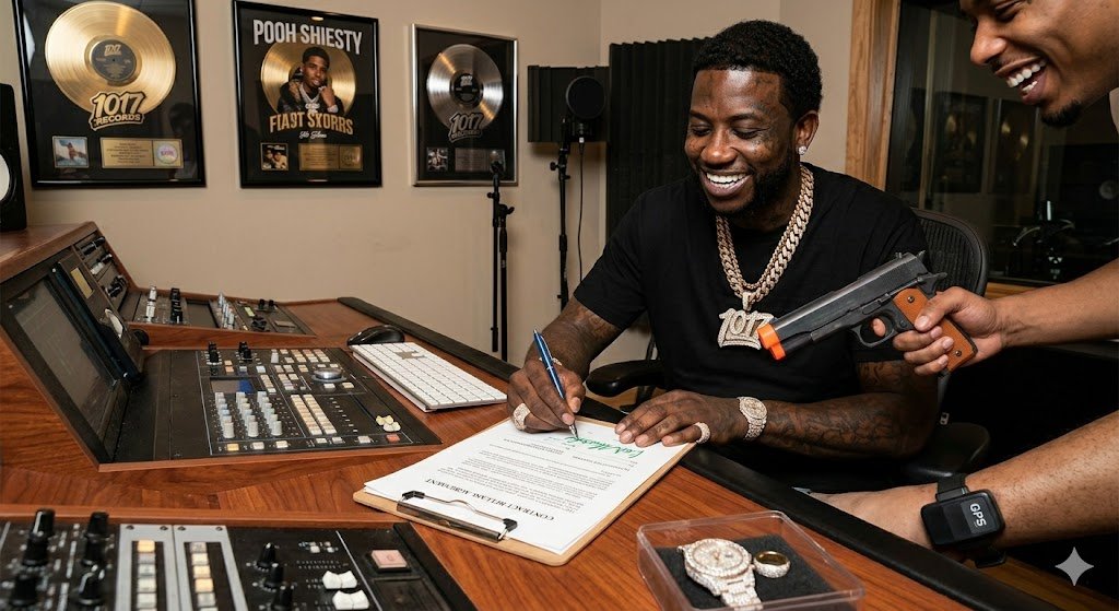gucci mane signing the contract for shiesty