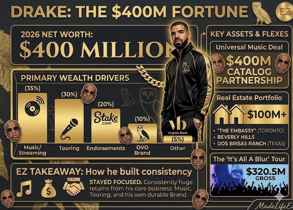 drake networth infograhic